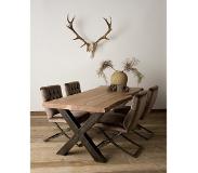 TOFF Xabia Tree-trunk dining table 180x90 - top 4 (Groen, 180x90x78cm)