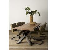 TOFF Yunta Tree-trunk dining table 200x100 - top 4 (Groen, 200x100x78cm)