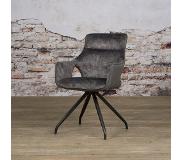 SIDD Nola swivel armchair - Grey velvet 8196-21 / fabric 7501-11 (64x86cm)