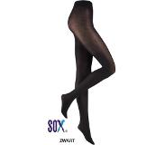 Sox panty 35 Den Zwart S/M Half Opaque Half doorzichtig Supersterk met kruisje in de broek