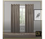 LW Collection Gordijnen Taupe Chenille Kant en klaar 140x175cm - Kant en klare gordijnen met ringen Chenille - Verduisterende gordijnen