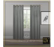 LW Collection Gordijnen Grijs Chenille Kant en klaar 290x245cm - Kant en klare gordijnen met ringen Chenille - Verduisterende gordijnen
