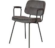Roxxz Design Roxxz Ribbed - Eetkamerstoel met armleuning - Corduroy stof - Antraciet - Retro