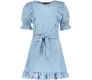 Like Flo Meisjes jurk ruffel - Ice blauw. Maat 152