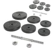 Physionics GoodVibes - Dumbbell Set 40KG - Korte Halterstangen - Stersluitingen - Verstelbaar - Stalen Stang