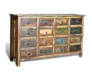 vidaXL Kast met 16 lades antieke stijl massief gerecycled hout