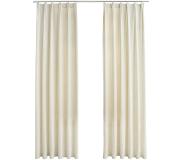 vidaXL Gordijnen verduisterend 2 st met haken 140x225 cm fluweel crème