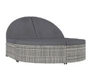 vidaXL Ligbed met kussens 2-persoons poly rattan grijs
