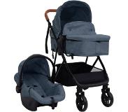 vidaXL Kinderwagen 3-in-1 staal marineblauw en zwart