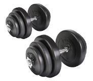 Physionics Trend24 Gewichten - Gewichten set - Dumbells - 2 x 20 kg - Verstelbaar - Staal - Kunstof - Zwart