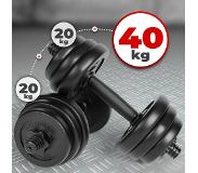 Physionics - Dumbbell Set 40KG - Korte Halterstangen - Stersluitingen - Verstelbaar - Stalen Gecoate Stang