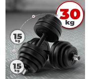 Physionics - Dumbbell Set 30KG - Korte Halterstangen - Stersluitingen - Verstelbaar