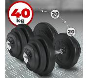 Physionics - Dumbbell Set 40KG - Korte Halterstangen - Stersluitingen - Verstelbaar - Stalen Stang