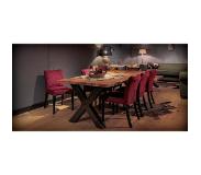 UrbanSofa Boomstamtafel 240 cm breed Live Edge X poot large zwart (naturel)