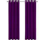 LW Collection Gordijnen Paars Velvet Kant en klaar 140x240cm - Kant en klare gordijnen met ringen Velours - Fluwelen Verduisterende gordijnen
