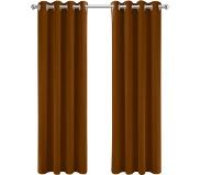 LW Collection Gordijnen Oranje Velvet Kant en klaar 140x175cm - Kant en klare gordijnen met ringen Velours - Fluwelen Verduisterende gordijnen