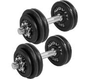 Trend24 Dumbells - Dumbells set - Dumbell - Dumbels - Dumbel - Dumbell set - Gewichten - 2x 15 kg - 30 kg - 30 mm - Chroom - Zwart
