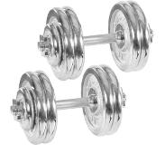 Trend24 Dumbells - Dumbells set - Dumbell - Dumbels - Dumbel - Dumbell set - Gewichten - 30 mm - 50 kg - 2x 25 kg - Chroom