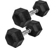Trend24 Dumbells - Dumbells set - Hexa Dumbells - Dumbell - Dumbels - Dumbel - Dumbell set - Gewichten - 2x 10.0 kg - Zwart - Zilver