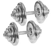 Trend24 Dumbells - Dumbells set - Dumbell - Dumbels - Dumbel - Dumbell set - Gewichten - 30 mm - 40 kg - 2x 20 kg - Chroom