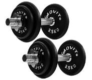Trend24 Dumbells - Dumbells set - Dumbell - Dumbels - Dumbel - Dumbell set - Gewichten - 2x 10 kg - 20 kg - 30 mm - Chroom - Zwart