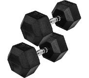 Trend24 Dumbells - Dumbells set - Hexa Dumbells - Dumbell - Dumbels - Dumbel - Dumbell set - Gewichten - 2x 27.5 kg - Zwart - Zilver