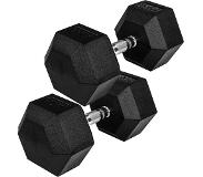 Trend24 Dumbells - Dumbells set - Hexa Dumbells - Dumbell - Dumbels - Dumbel - Dumbell set - Gewichten - 2x 30.0 kg - Zwart - Zilver