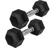 Trend24 Dumbells - Dumbells set - Hexa Dumbells - Dumbell - Dumbels - Dumbel - Dumbell set - Gewichten - 2x 6.0 kg - Zwart - Zilver