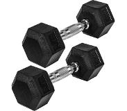 Trend24 Dumbells - Dumbells set - Hexa Dumbells - Dumbell - Dumbels - Dumbel - Dumbell set - Gewichten - 2x 4.0 kg - Zwart - Zilver