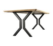Wooden Amsterdam Houten tafel - HOURGLASS - Eik & Staal - 180-x-90-cm|Maat: 180-x-90-cm