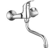 Sapho Aqualine 35 wastafelkraan met draaibare uitloop 18cm hartafstand 15cm chroom