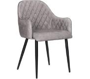 Nancy's Cloutier Eetkamerstoelen - Set Van 2 - Fauteuil - Gestoffeerd - Armleuningen - Grijs - Zwart - Metaal - PU - 54 x 57 x 79,5 cm