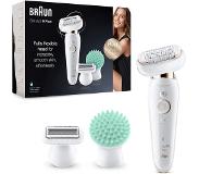 Braun Silk 9 Flex 9-020 Elektrische epilator voor dames met zacht hoofd voor een eenvoudige ontharing van de borstelharen, wit/goudkleurig, cadeau-idee voor dames