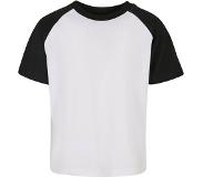 Urban classics Kinder Tshirt -Kids 134/140- Raglan Contrast Wit/Zwart