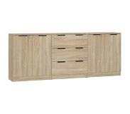 vidaXL 3 st Dressoirs bewerkt hout sonoma eikenkleurig