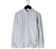 Scotch & Soda Jongens Overhemden Yarn Dyed Long Sleeve Linen Shirt - Blauw/wit Gestreept - Maat 176