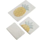 Mirage | Set van 3 badmatten Bob polyester wit 60x100 cm badmatten | NADUVI