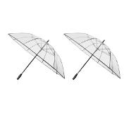 Falcone 2x Transparante golf stormparaplu's zwart windproof 120 cm - Stormproof paraplu's - windbestendig - doorzichtig