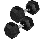 Trend24 Dumbells - Dumbells set - Hexa Dumbells - Dumbell - Dumbels - Dumbel - Dumbell set - Gewichten - 2x 20.0 kg - Zwart - Zilver
