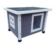 @Pet Kattenhok Voor Buiten Xl 68,5x54x51,5 Cm Hout Grijs En Wit