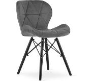 Viking Choice LAGO - Eetkamerstoel - velvet - set van 4 - grijs zwart