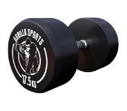 Gorilla Sports Dumbell - 17,5 kg - Gietijzer (rubber coating) - Met logo