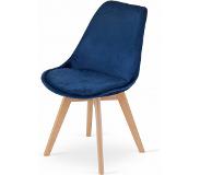 Viking Choice NORI - Velvet eetkamerstoel - set van 4 - houten onderstel - blauw