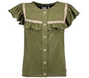 Like Flo Meisjes blouse fancy ruffel - Olive. Maat 110