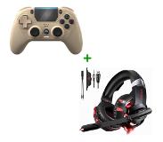 MOJO Wireless Controller Double-Shock + Gaming Headset met Microfoon geschikt voor PS4