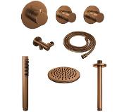Brauer Copper Edition thermostatische inbouw doucheset - geborsteld koper PVD - hoofddouche 20cm - plafondsteun - staafhanddouche
