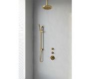 Brauer Gold Edition thermostatische inbouw doucheset - geborsteld goud PVD - hoofddouche 20cm - plafondsteun - staafhanddouche - met glijstang