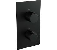 Brauer Black Carving inbouwset met 3-weg thermostaat - hoofddouche 30cm - gebogen wandarm 40cm - staafhanddouche - wandaansluiting - mat zwart