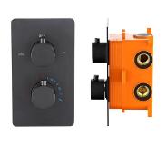 Best design Douchekraan Best Design Verona Thermostatisch + Inbouwdeel 2-Weg 1/2" Mat Zwart