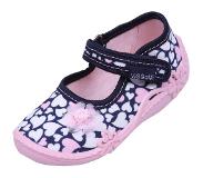 Produkt ADA DRUK - Marineblauwe en roze schoenen, slofjes, pantoffels met hartjes, klittenband / 19